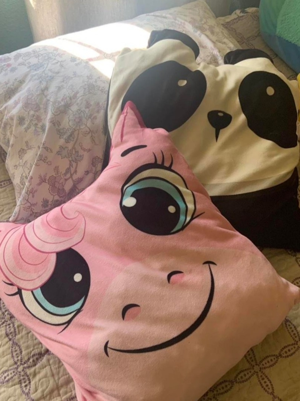 Pink Unicorn And Panda Plush Pillow - Small Kids / Pets Pillows